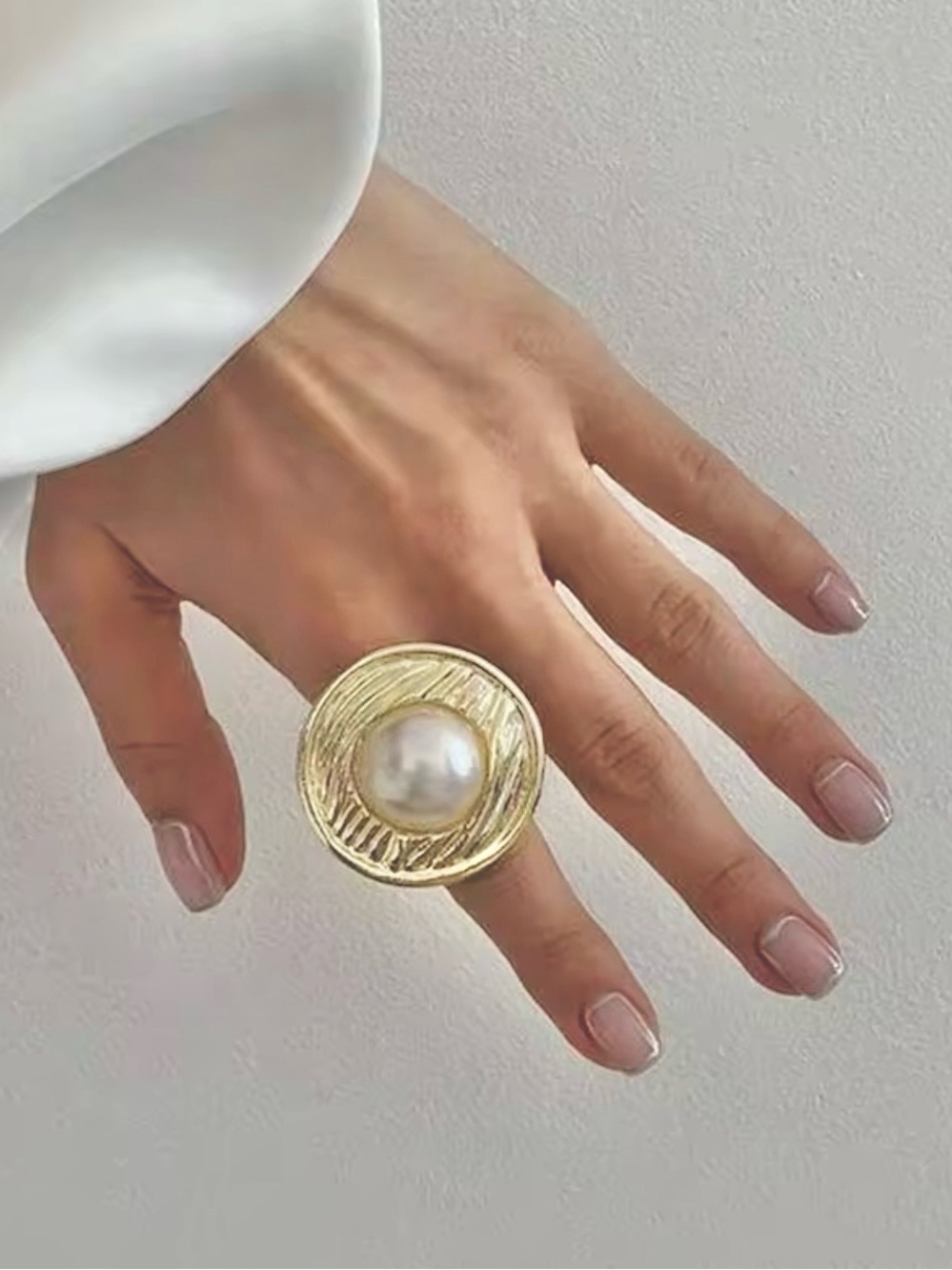 Gold Pearl Statement Ring